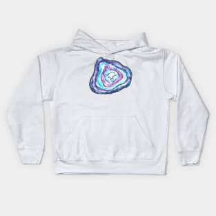 Blue Watercolor Geode by Skye Rain Art Kids Hoodie